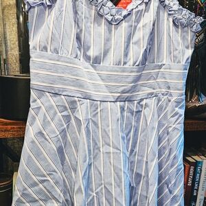 Blue and White Striped Dress